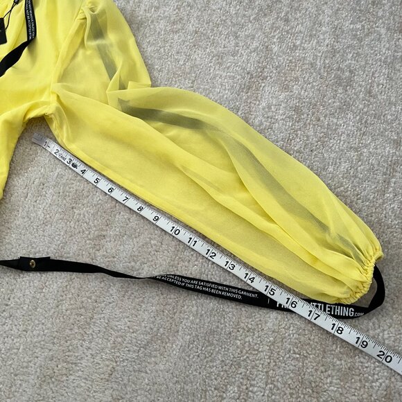 NWT PrettyLittleThing Lemon Yellow Long Sleeve Ruffle Dress 6 - Picture 8 of 11